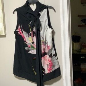 Floral Black Sleeveless Top